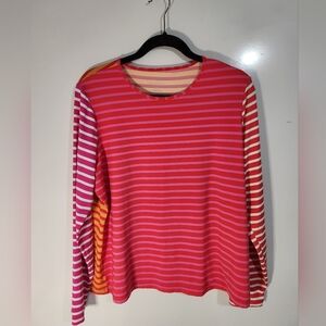 Lands End Womens Rash Guard Striped Long Sleeve Top, Size XL
